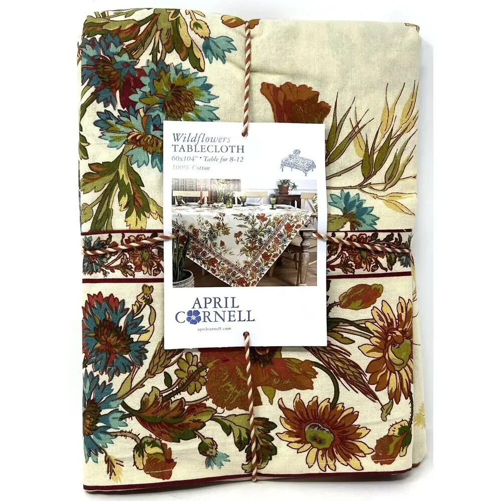 April Cornell WILDFLOWERS Tablecloth 60X104” Fall Colors Table For 8-12